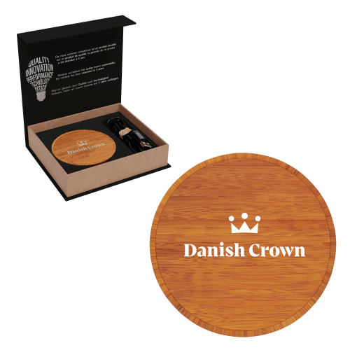 10W wireless charging pad with light-up Danish Crown logo