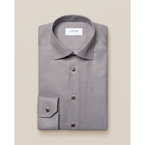 Eton Contemporary Fit - Gray micro checked twill shirt