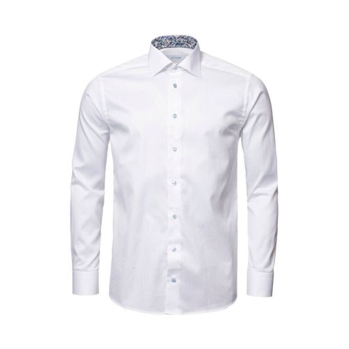 Eton Contemporary Fit - White twill shirt with floral details