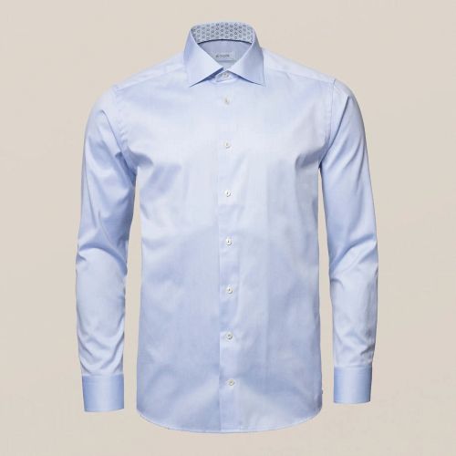 Eton Slim Fit - Light blue twill shirt with contrast detail