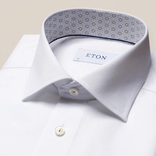Eton Comtemporary Fit - White Shirt with patterned collar