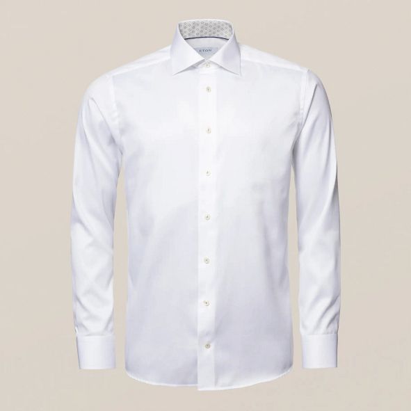 Eton Comtemporary Fit - White Shirt with patterned collar