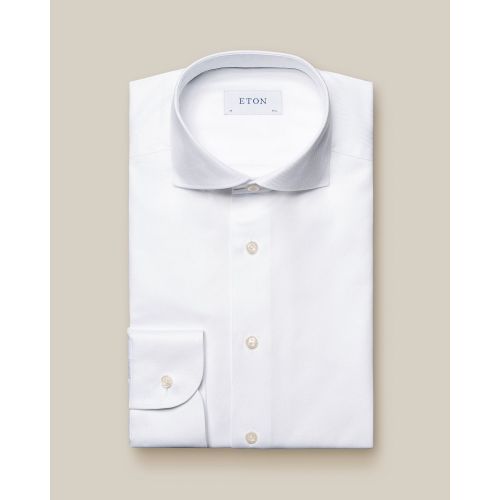 Eton Slim Fit - White Melange Semi Solid Fine Twill Shirt