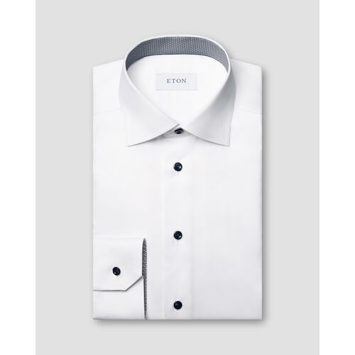 Eton Slim Fit - White Geometric Effect Signature Twill Shirt