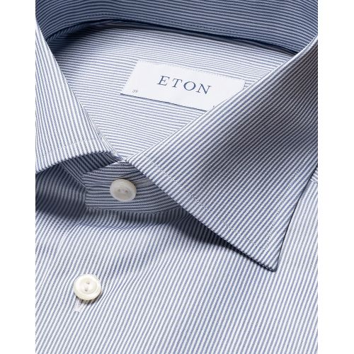 Eton Contemporary Fit - Mid Blue Fine Striped Signature Twill Shirt