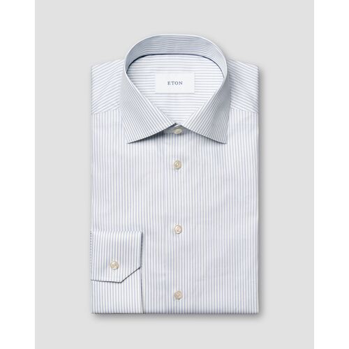 Eton Slim Fit - Light blue Stripe Fine Twill Shirt