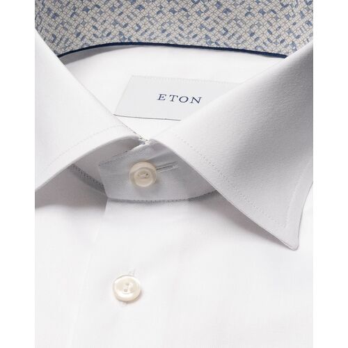 Eton Slim Fit - White Geometric Effect Signature Twill Shirt