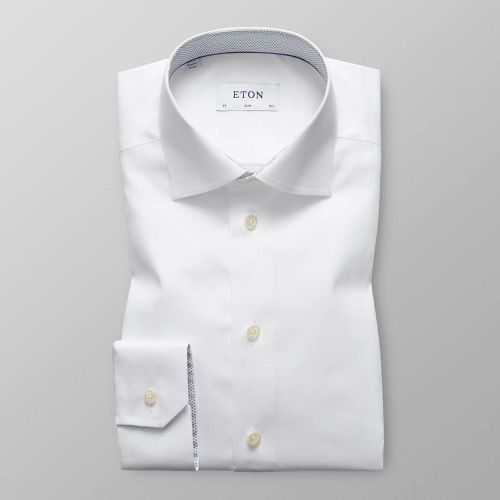 Eton Slim Fit - White signature twill with micro print details