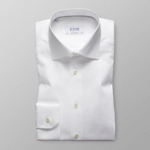 White Twill Shirt - Floral Embroidery