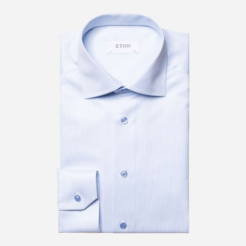 Eton Slim Fit - Slim Twill Shirt Light Blue Dual Striped