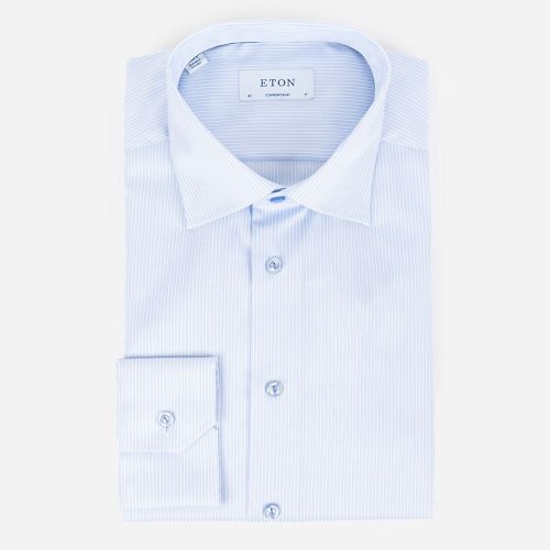 Eton Contemporary Fit - Light blue striped twill shirt