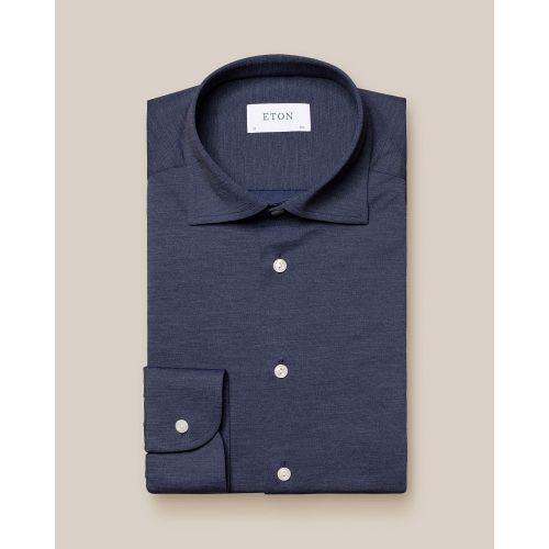 Eton Slim Fit - Navy Blue Twill Weave Four-Way Stretch Shirt