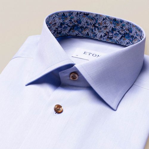 Blue Signature Twill Details Shirt – Cut Away Collar