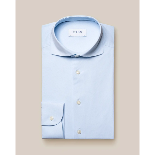 Eton Contemporary Fit - Light blue 4-way stretch - Wide spread
