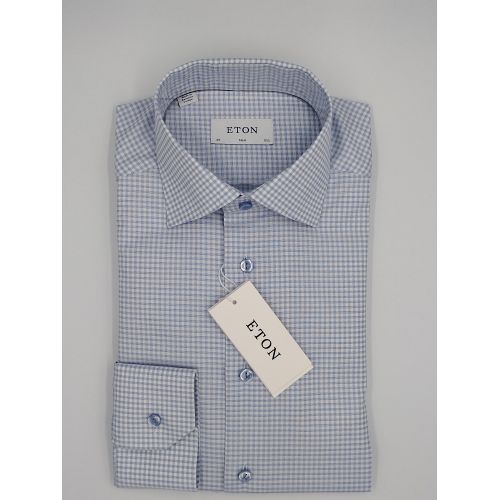 Eton Slim Fit - Light blue checkered shirt