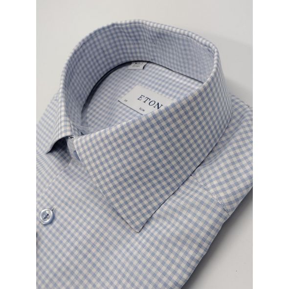 Eton Slim Fit - Light blue checkered shirt