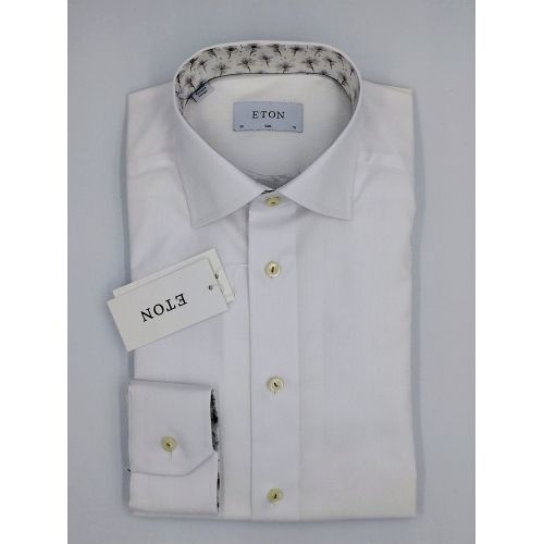 Eton Slim Fit - White signature twill with print details