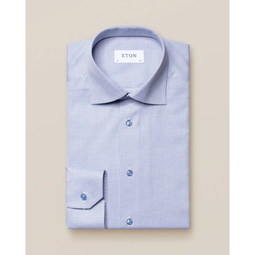 Eton Contemporary Fit - Mid Blue Pin Dot Signature Twill Shirt