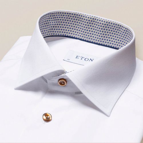 White Poplin Details Shirt – Cut Away Collar