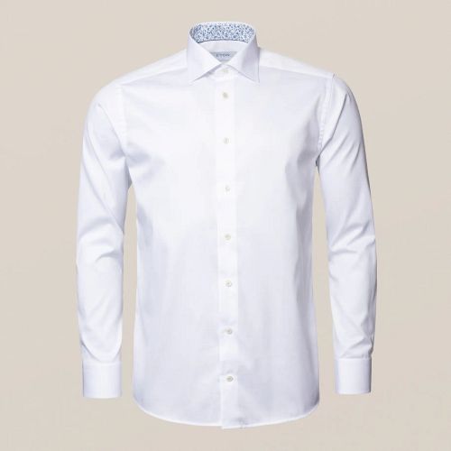 Eton Slim Fit - White shirt with blue flower pattern in collar