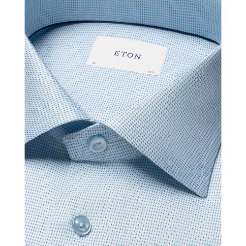 Eton Slim Fit - Light blue Semi Solid Dobby Shirt