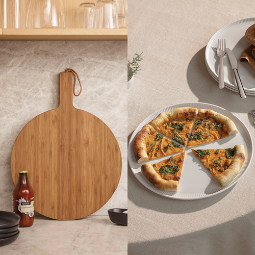 Skærebræt og pizzatallerkener