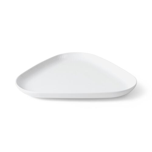 Hvid Riflet trekantet fad, 23 cm