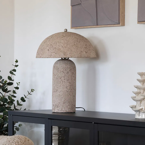 Bordlampe i stonegrå papmaché