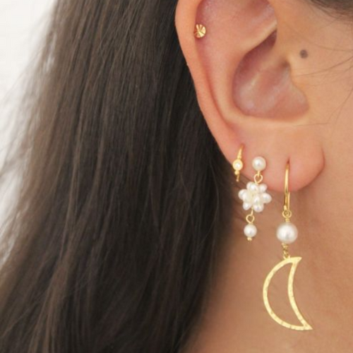 Bella Moon Earring With Pearl - 1 stk