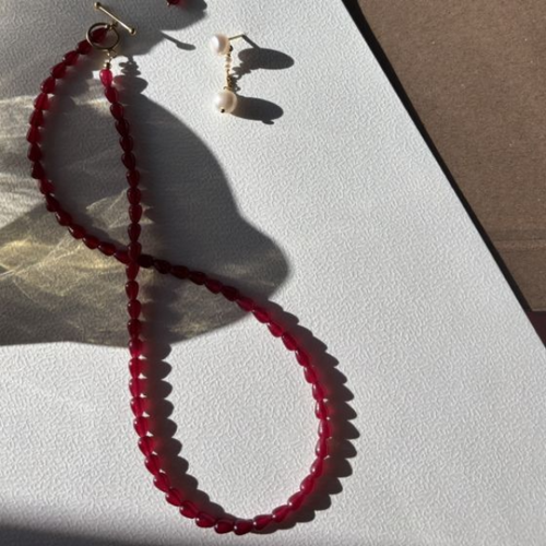 Love Drop Necklace - Burgundy