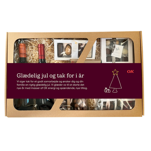 Gavekasse – stor, med økologisk vin og chokolade